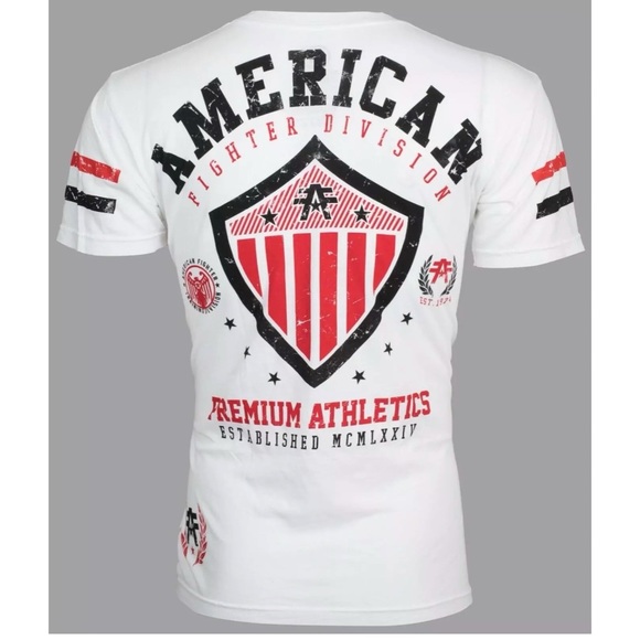 AMERICAN FIGHTER Excelsior White Athletic Fit Mens Crewneck T-shirt L-3XL NWT - Picture 4 of 10